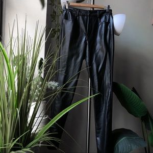 High waist black Leather pants